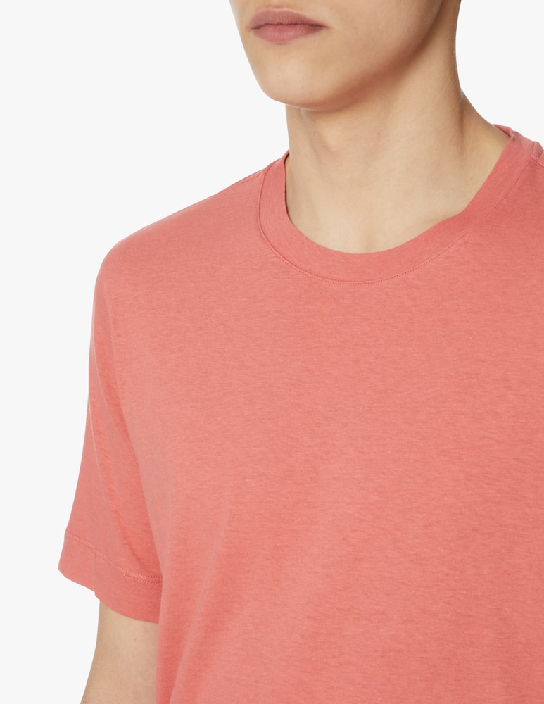 rinascente Zegna Maglietta manica corta misto cotone lino tu - rosa