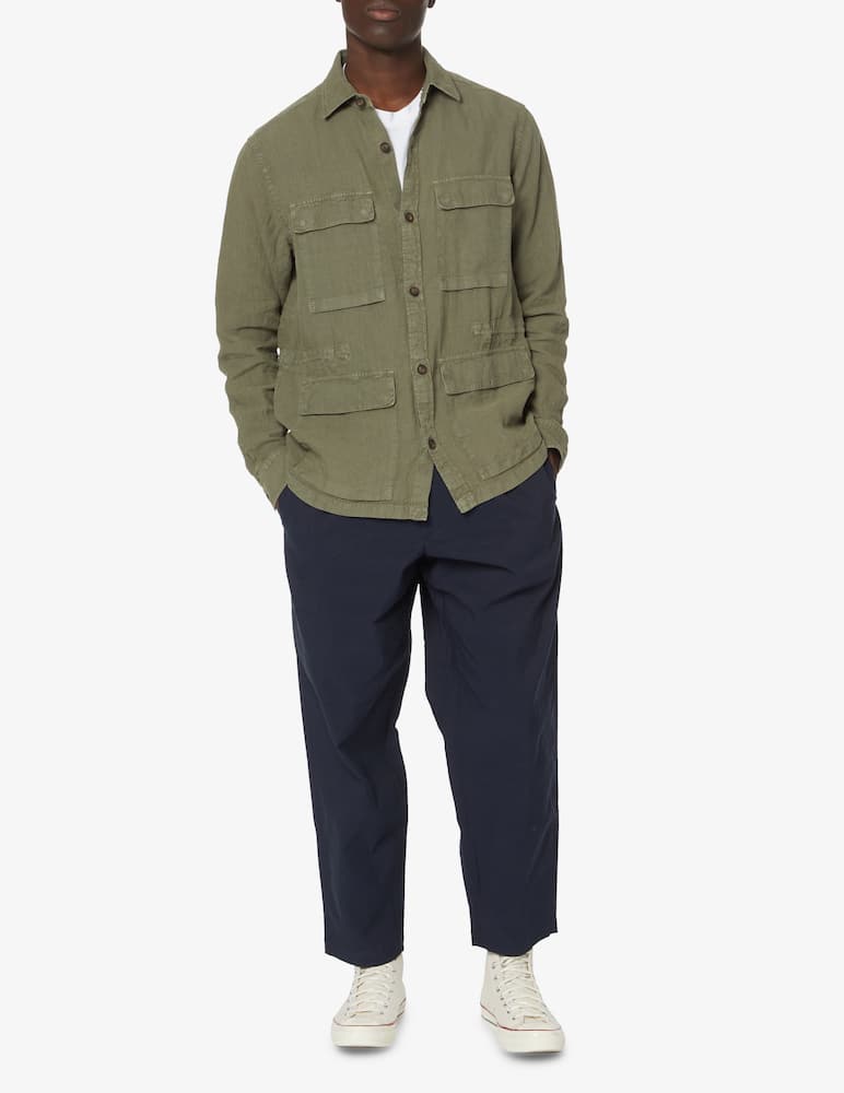 rinascente Zegna Giacca sahariana lino tasche frontali - verde