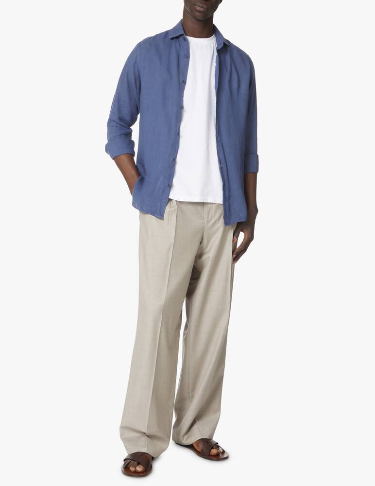 rinascente Zegna Camicia manica lunga lino tinto capo - blu