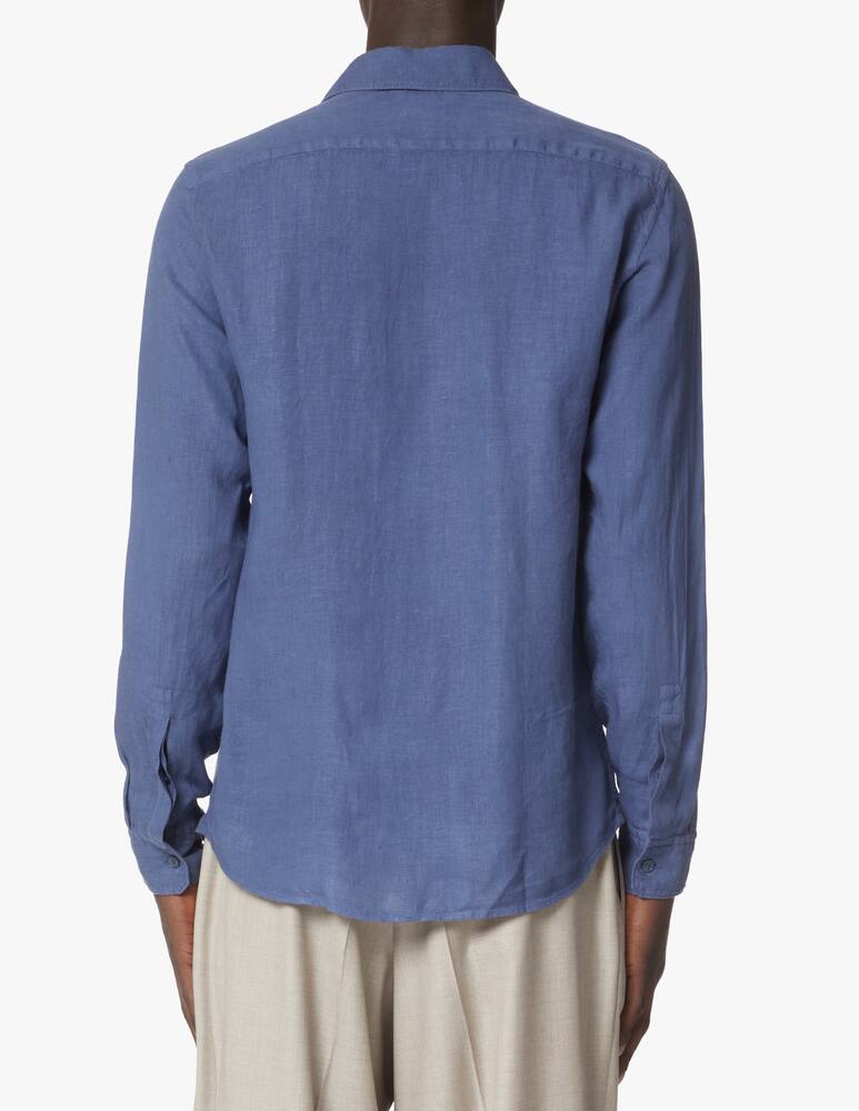 rinascente Zegna Camicia manica lunga lino tinto capo - blu