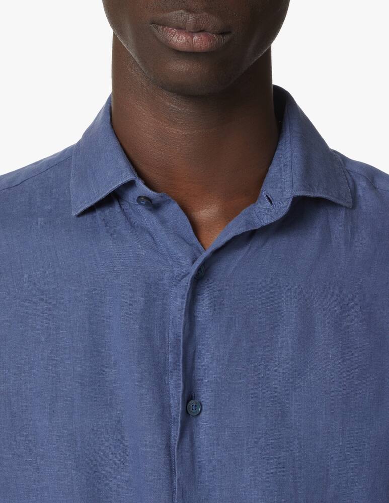 rinascente Zegna Camicia manica lunga lino tinto capo - blu