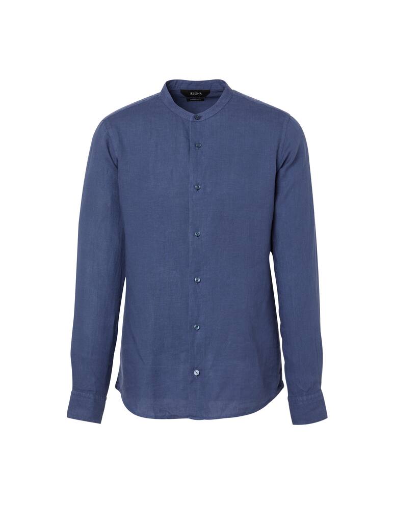 rinascente Zegna Camicia manica lunga collo guro tinto capo - blu