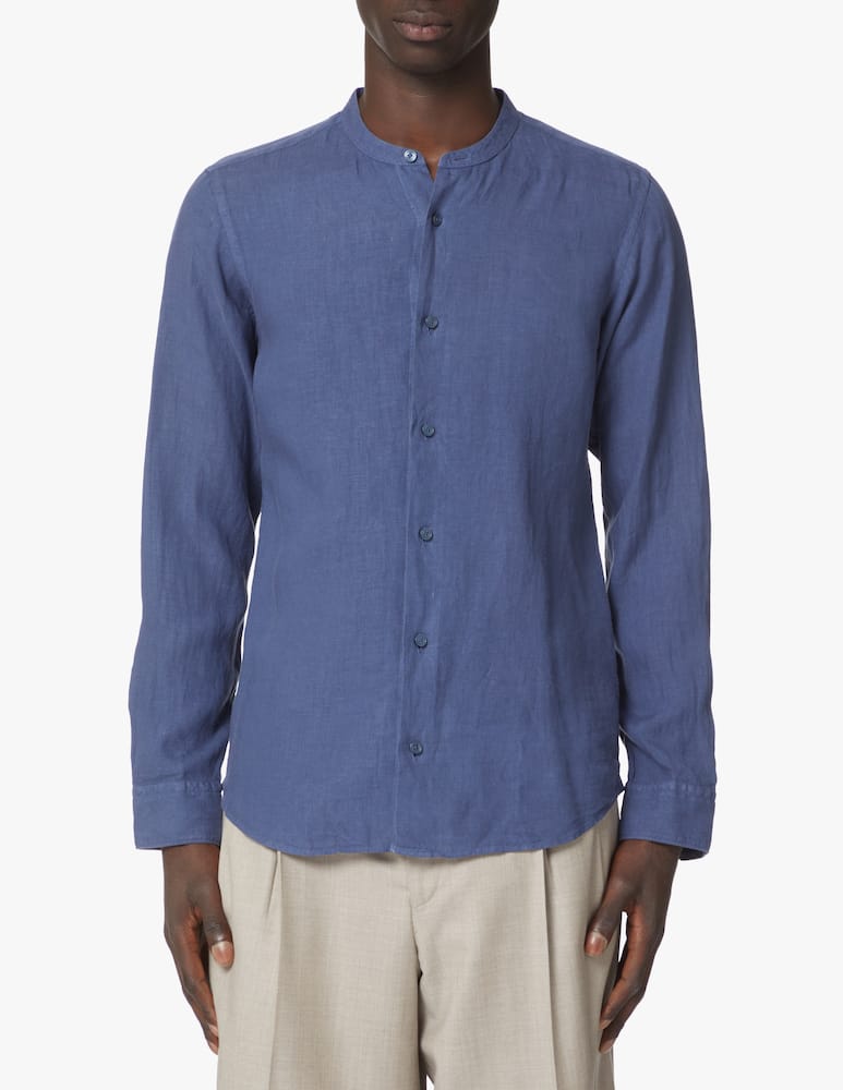 rinascente Zegna Camicia manica lunga collo guro tinto capo - blu