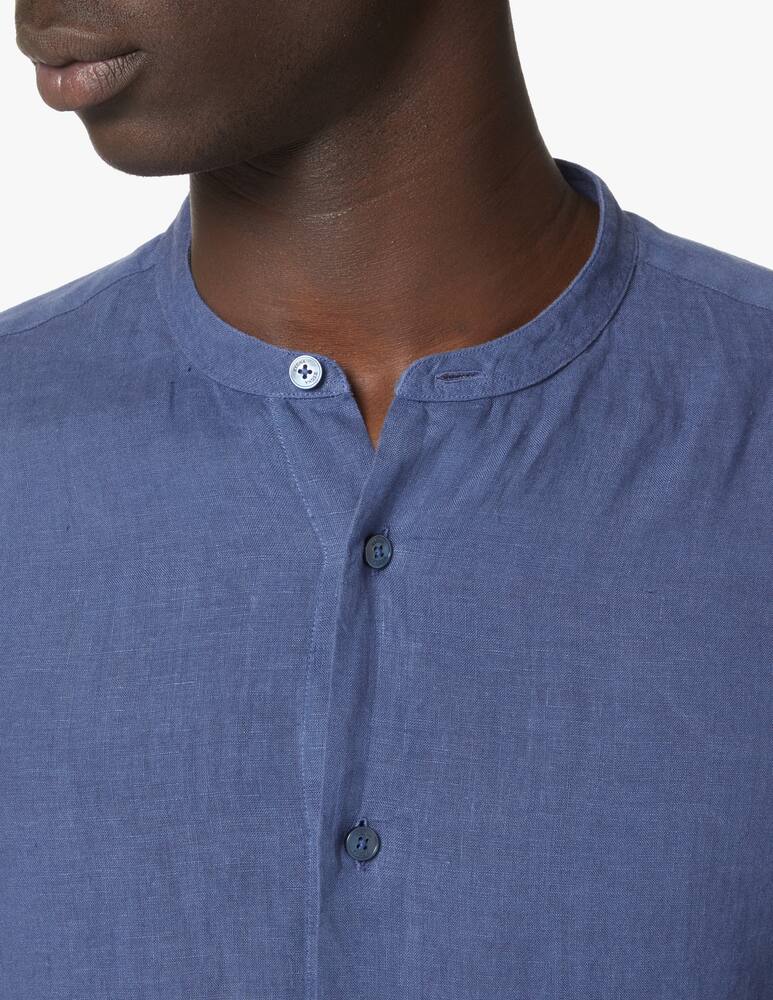 rinascente Zegna Camicia manica lunga collo guro tinto capo - blu