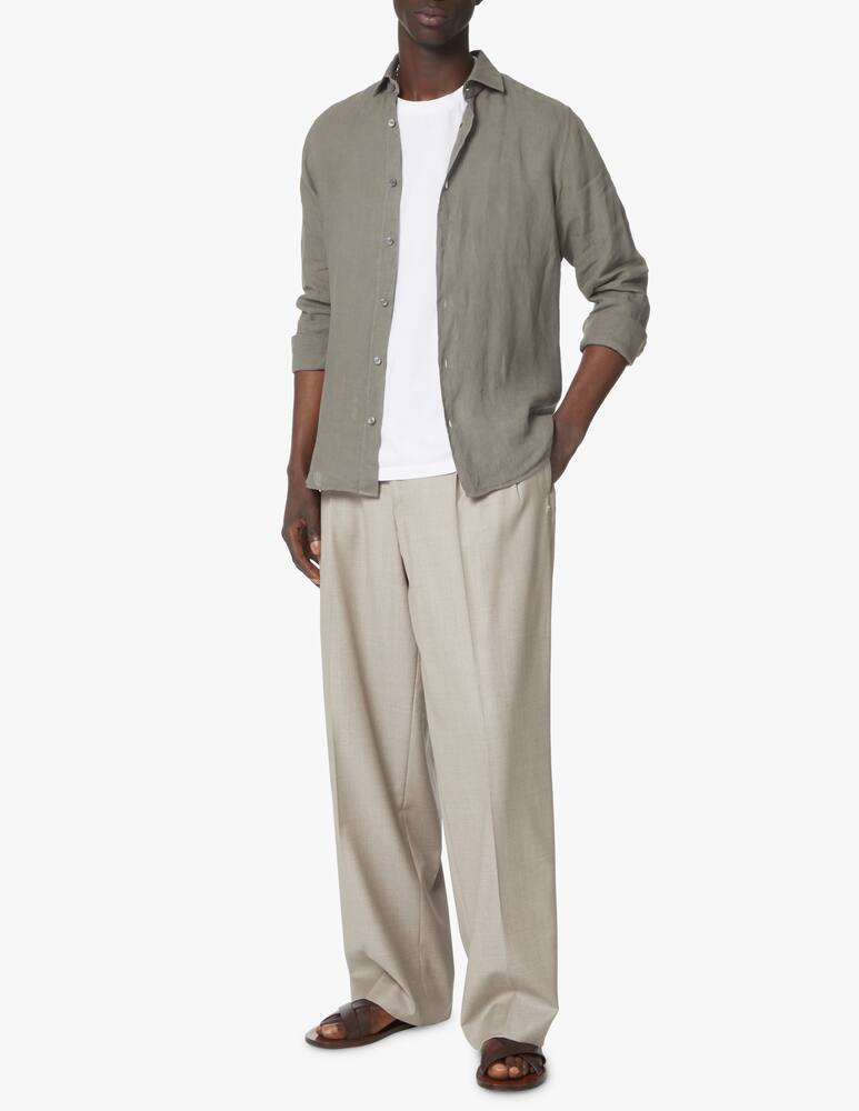 rinascente Zegna Camicia manica lunga lino tinto capo - verde