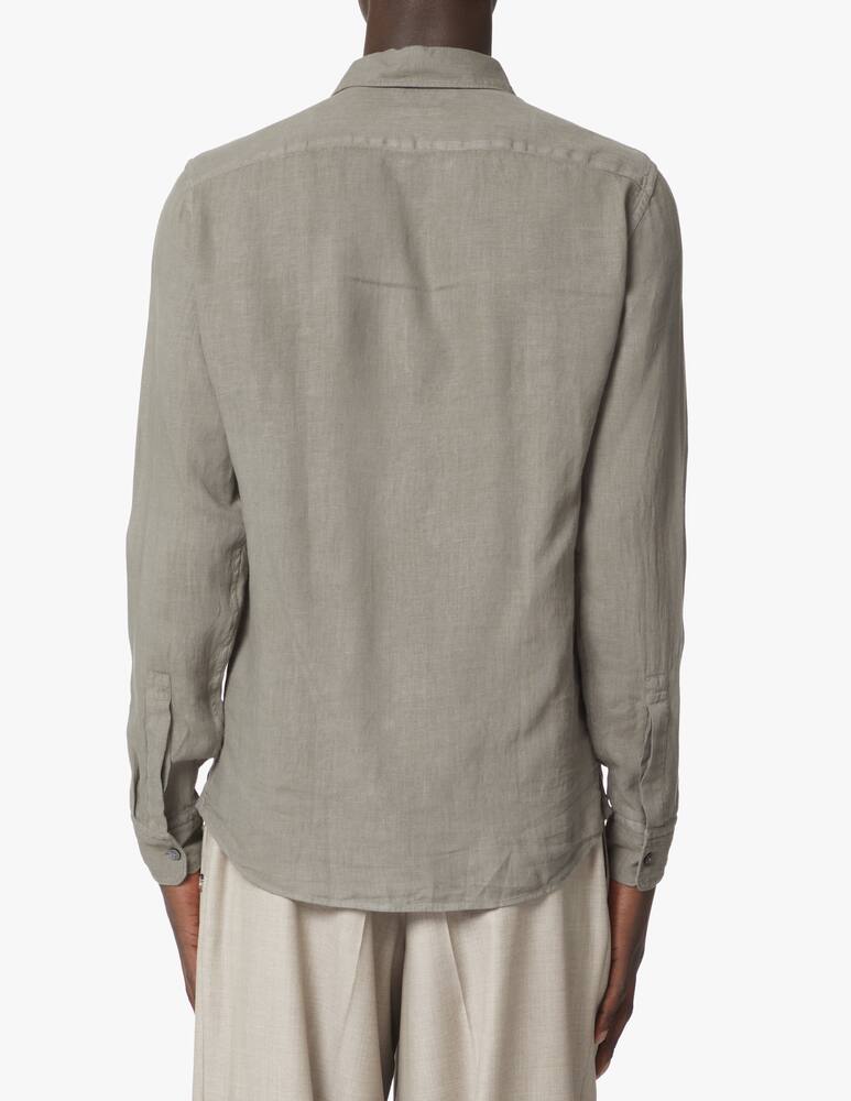 rinascente Zegna Camicia manica lunga lino tinto capo - verde