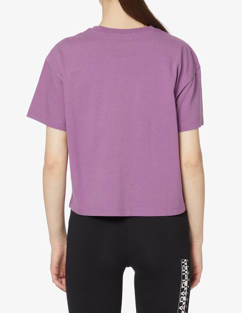 rinascente Napapijri Cropped cotton t-shirt with mini logo - violet