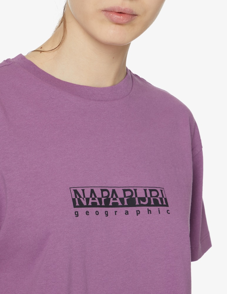 rinascente Napapijri Cropped cotton t-shirt with mini logo - violet
