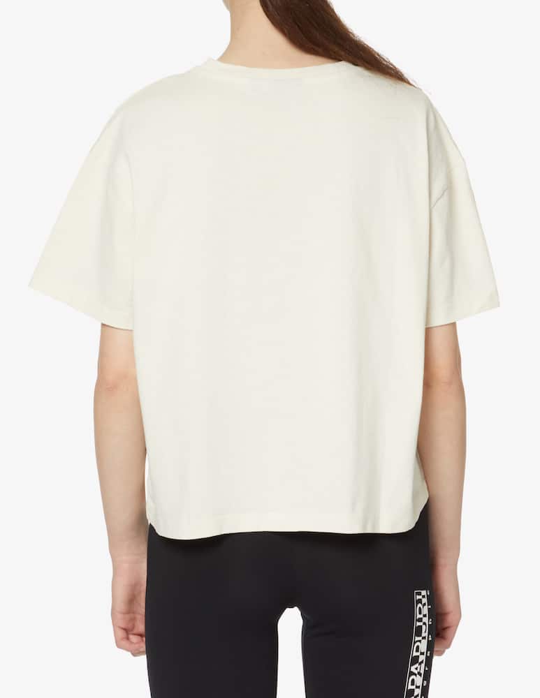 rinascente Napapijri Cropped cotton t-shirt with mini logo - white