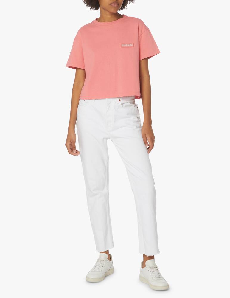 rinascente Napapijri T-shirt crop con mini logo - rosa
