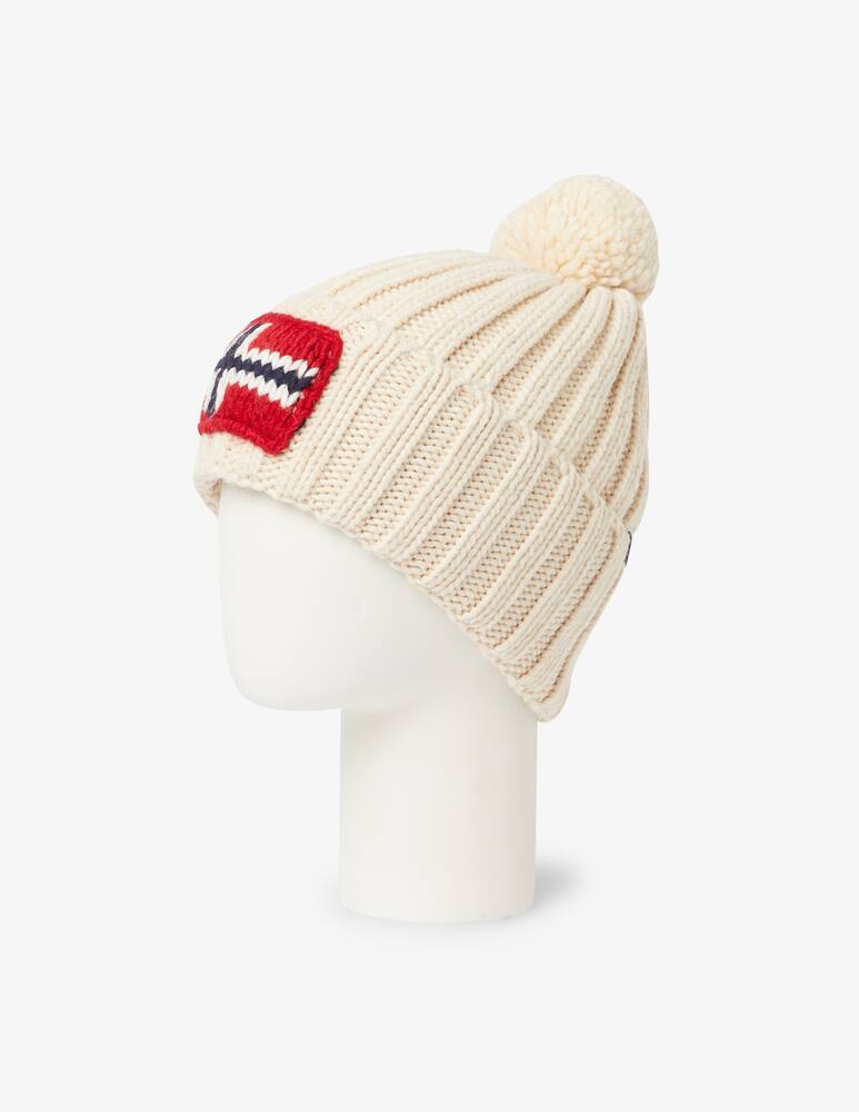 rinascente Napapijri Flag logo pom pom beanie - White