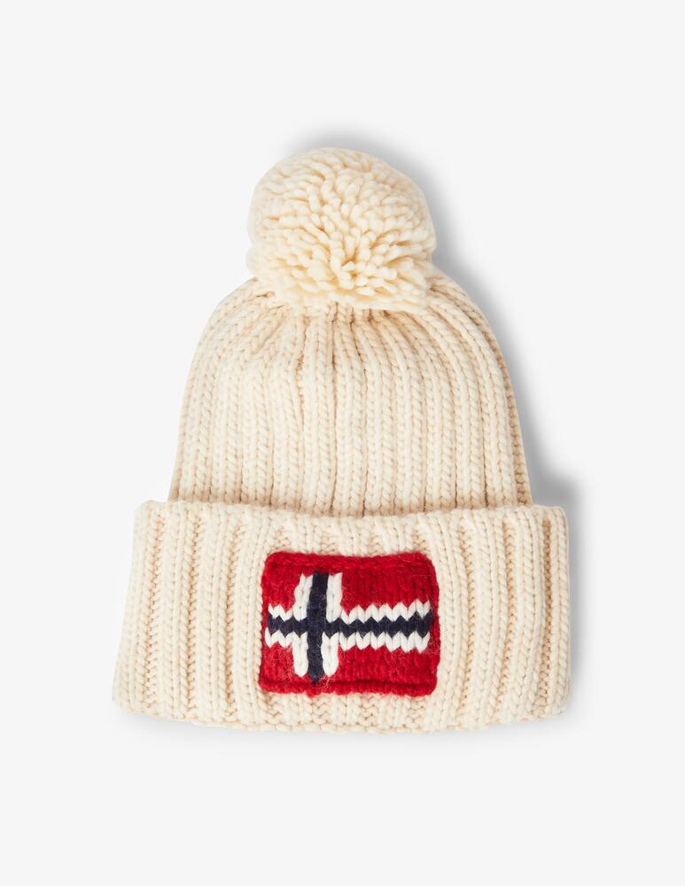 rinascente Napapijri Flag logo pom pom beanie - White