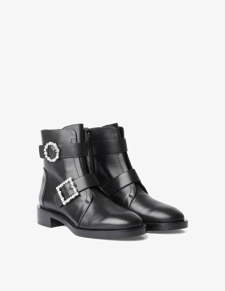 rinascente Stuart Weitzman Ryder pearl buckle bootie - Black