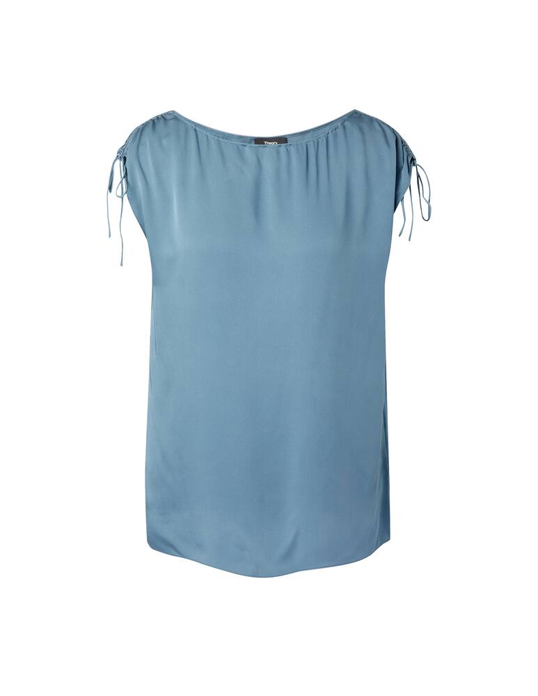 rinascente Theory Silk top with gathered shoulder - blue