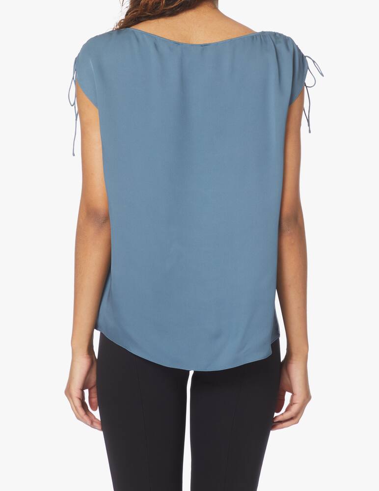 rinascente Theory Silk top with gathered shoulder - blue