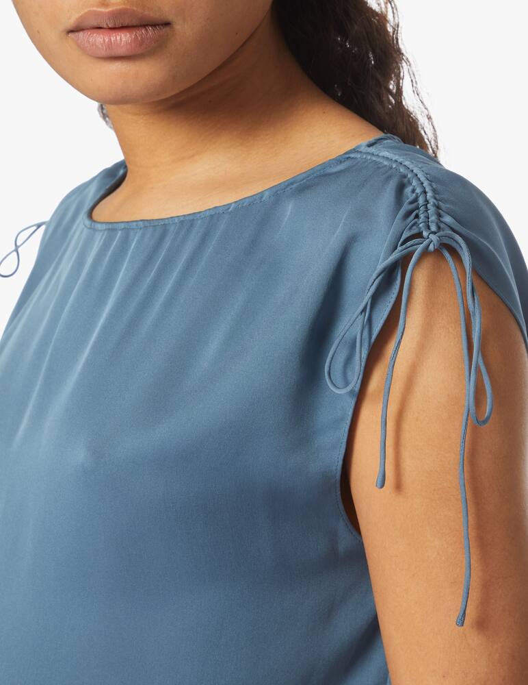 rinascente Theory Silk top with gathered shoulder - blue