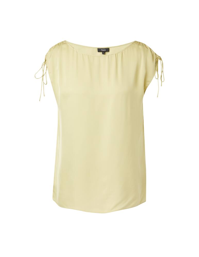 rinascente Theory Top in seta con spalla arricciata - beige