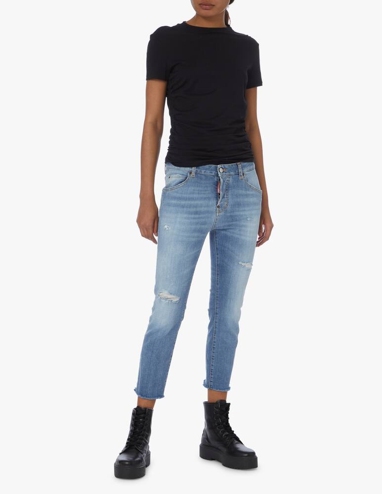 rinascente Theory T-shirt in cotonr con coulisse laterale - nero