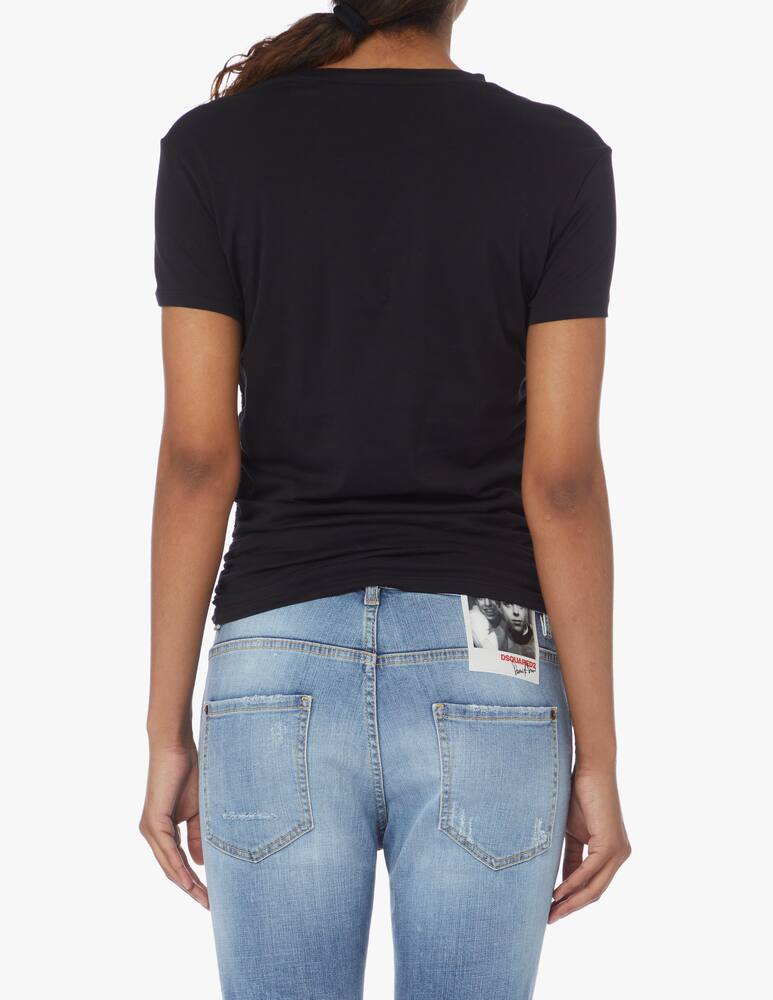 rinascente Theory T-shirt in cotonr con coulisse laterale - nero