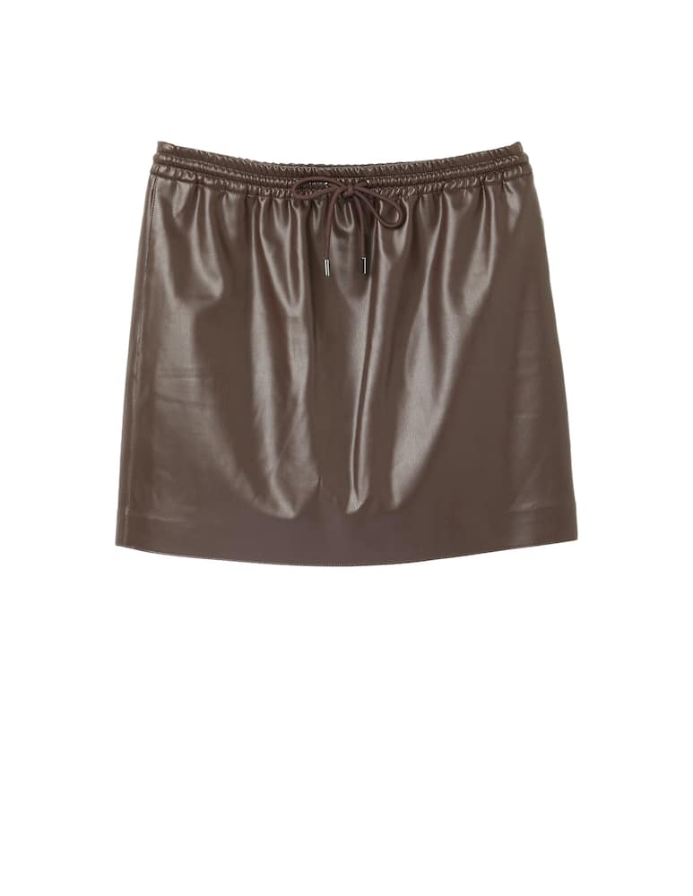 rinascente Theory Minigonna in similpelle con coulisse in vita - marrone