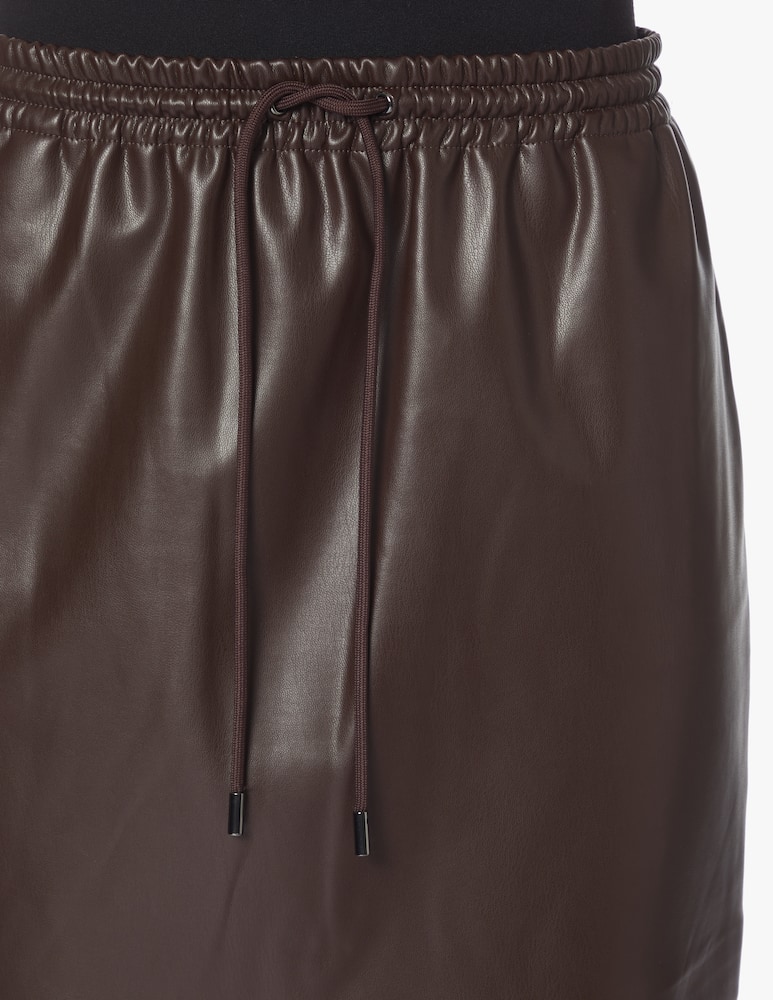 rinascente Theory Minigonna in similpelle con coulisse in vita - marrone