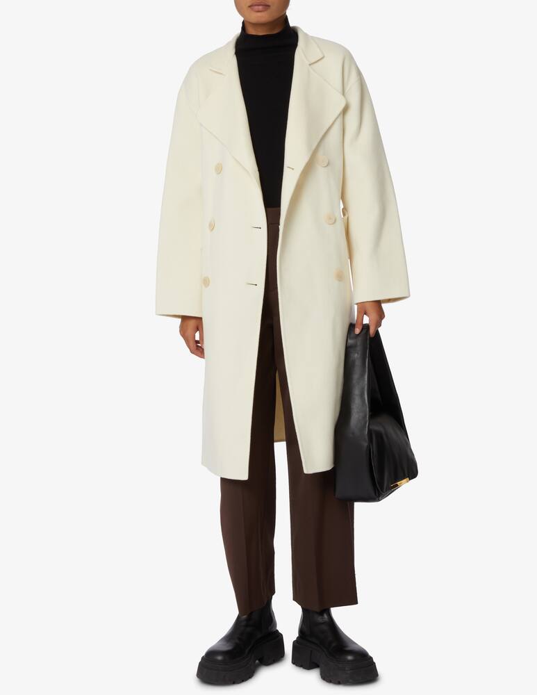 rinascente Theory Cappotto doppiopetto in lana con cintura - Bianco