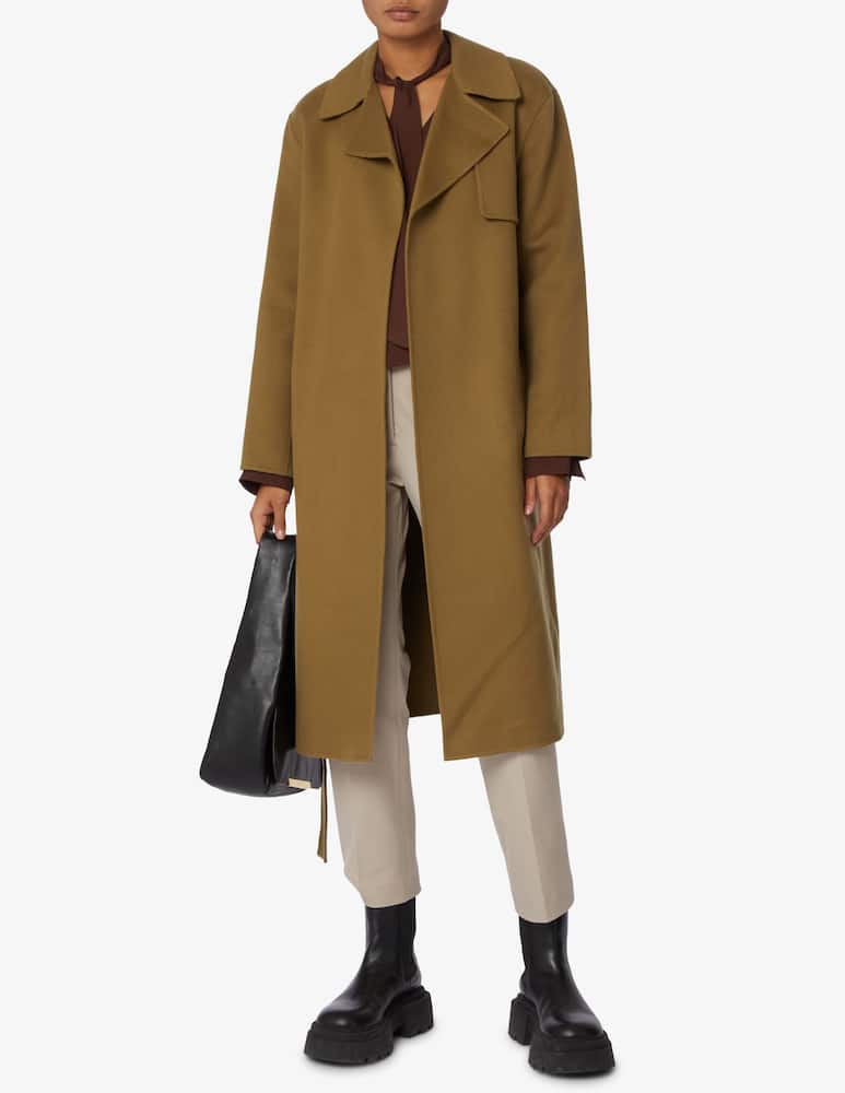 rinascente Theory Wool trench coat with belt - Olive