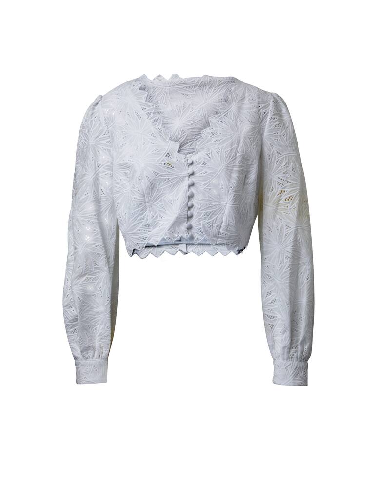 rinascente Michael Michael Kors Top crop a manica lunga e scollo a V - bianco