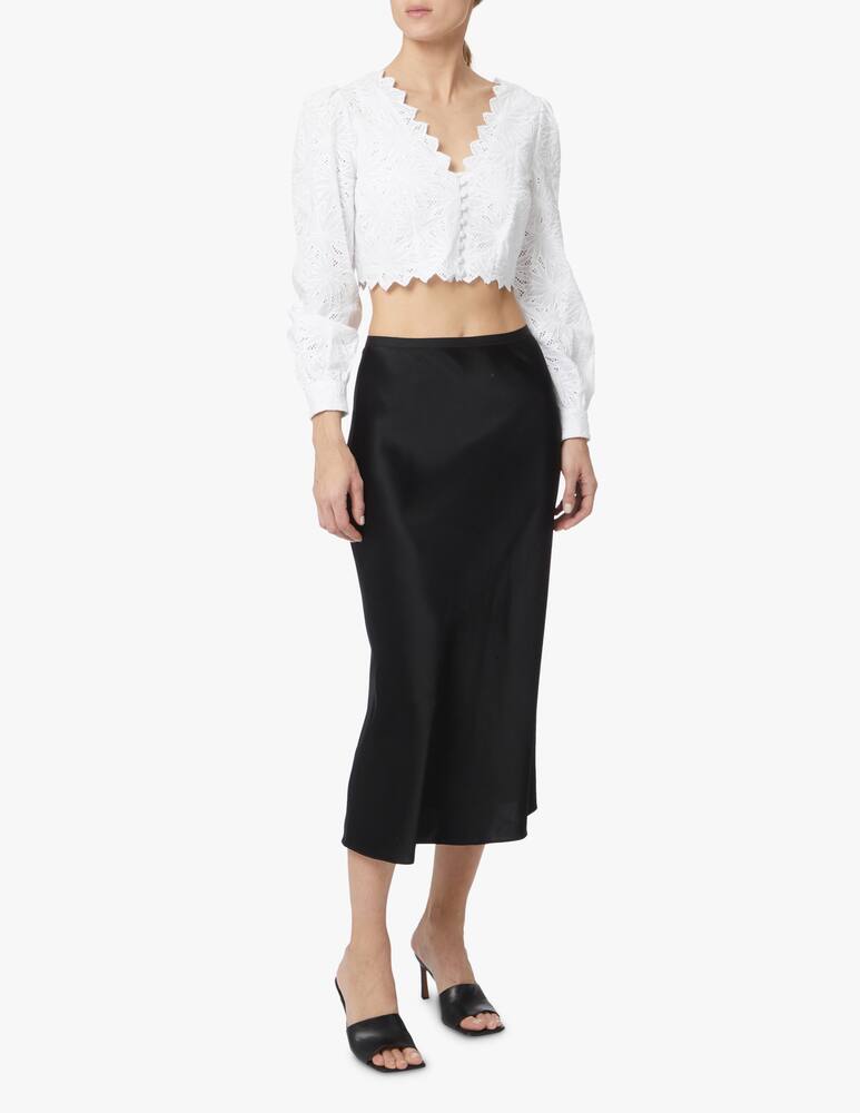 rinascente Michael Michael Kors Top crop a manica lunga e scollo a V - bianco