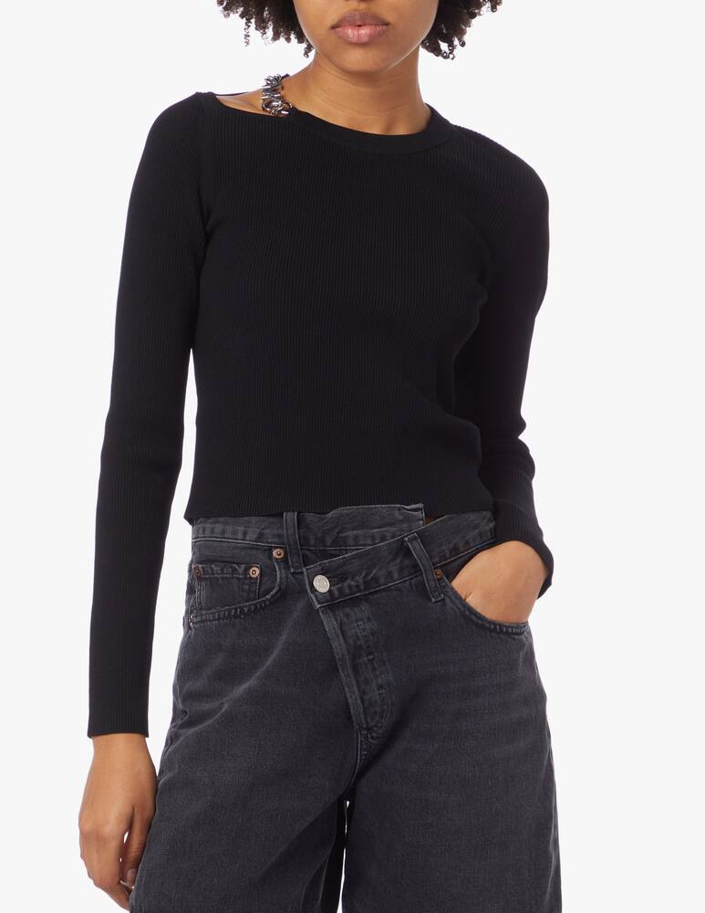 rinascente Michael Michael Kors Long sleeved crop top crewneck - black