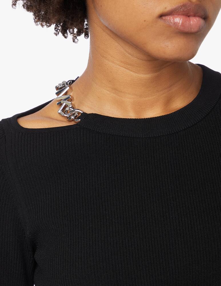 rinascente Michael Michael Kors Long sleeved crop top crewneck - black