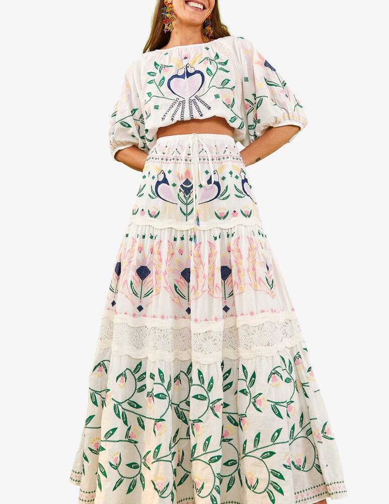 Farm Rio Summer garden embroidered maxi skirt - picture 1 Farm Rio Summer garden embroidered maxi skirt - picture 1