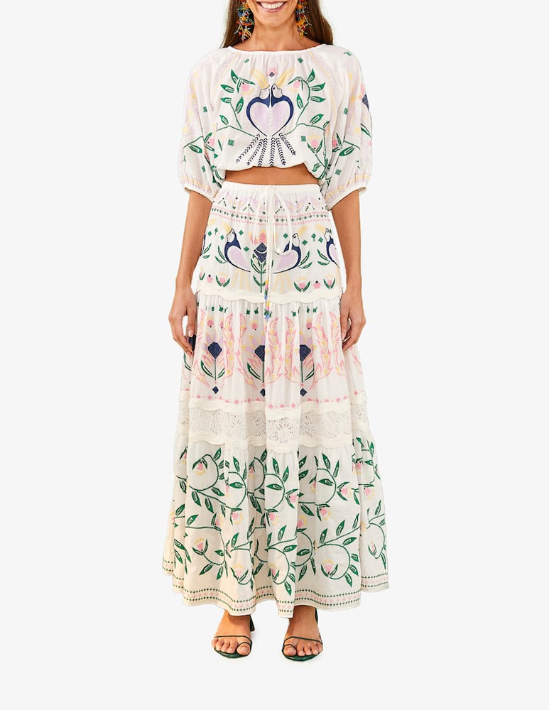 Farm Rio Crop top ricamato Summer garden - immagine 1 Farm Rio Crop top ricamato Summer garden - immagine 1