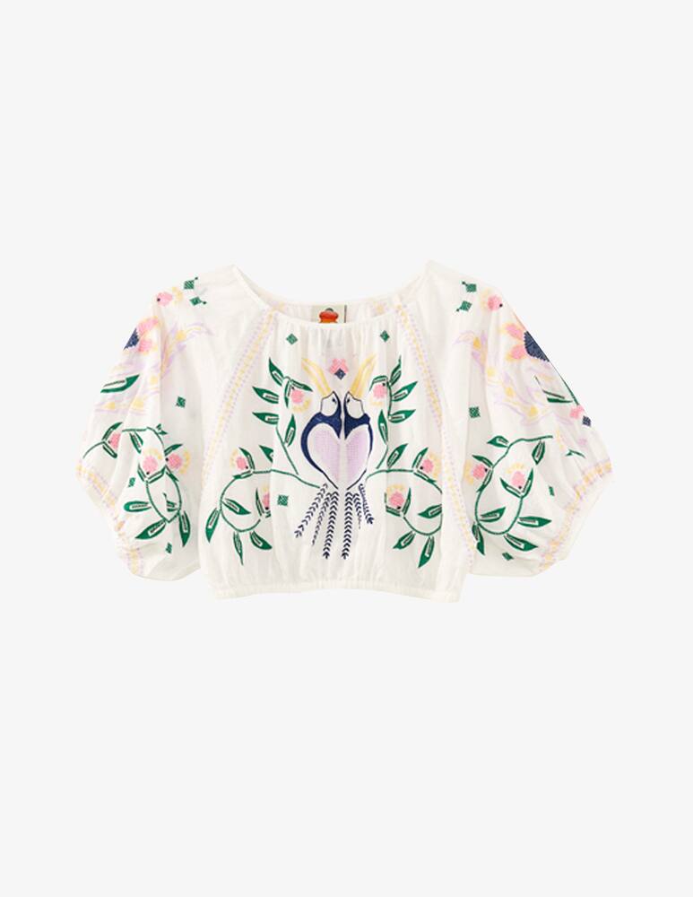rinascente Farm Rio Summer garden embroidered crop top
