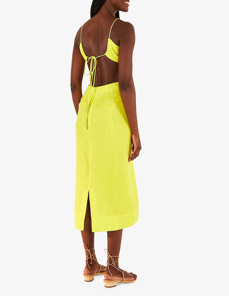 rinascente Farm Rio Lime green monstera midi dress