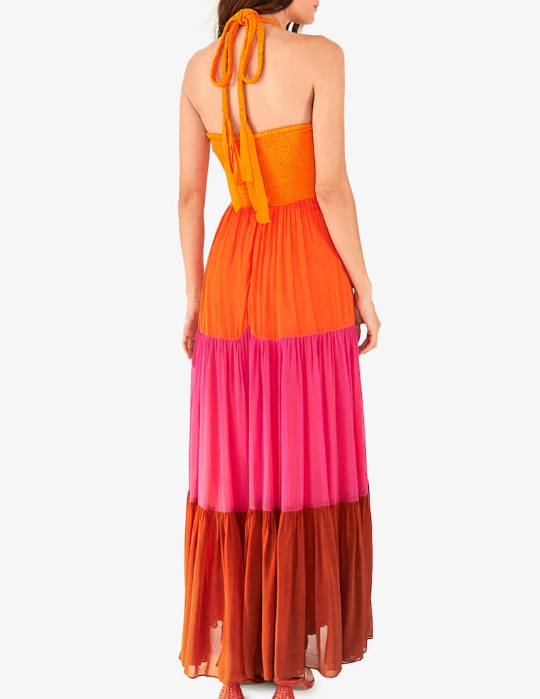 rinascente Farm Rio Maxi abito color block caldo