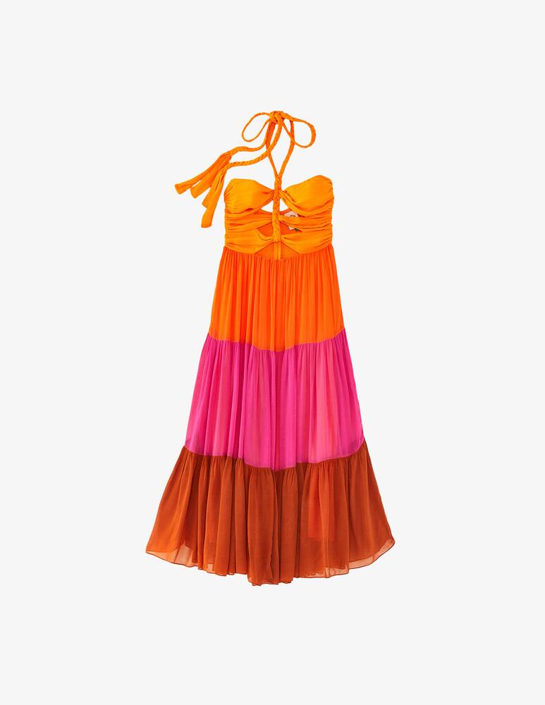 rinascente Farm Rio Maxi abito color block caldo