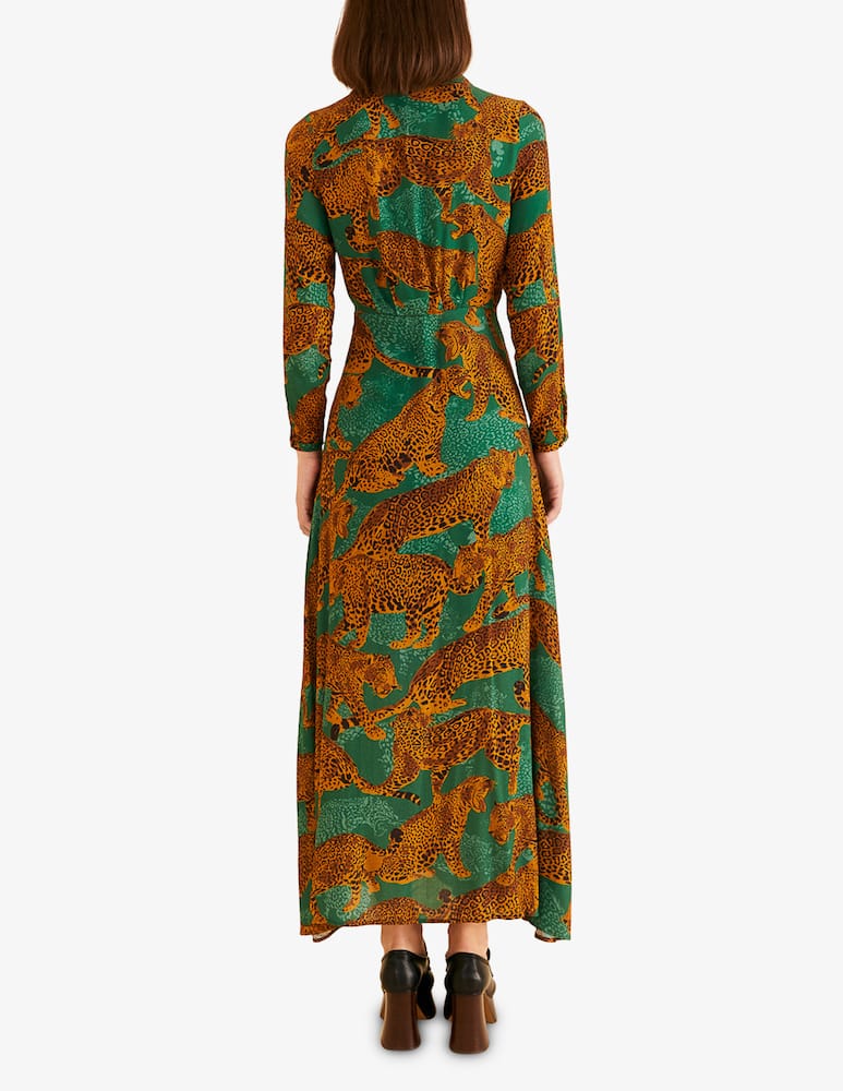 rinascente Farm Rio Artsy leopards v neckline maxi dress