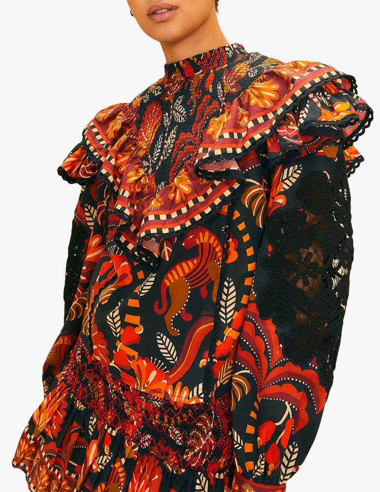 rinascente Farm Rio Beauty red lace blouse