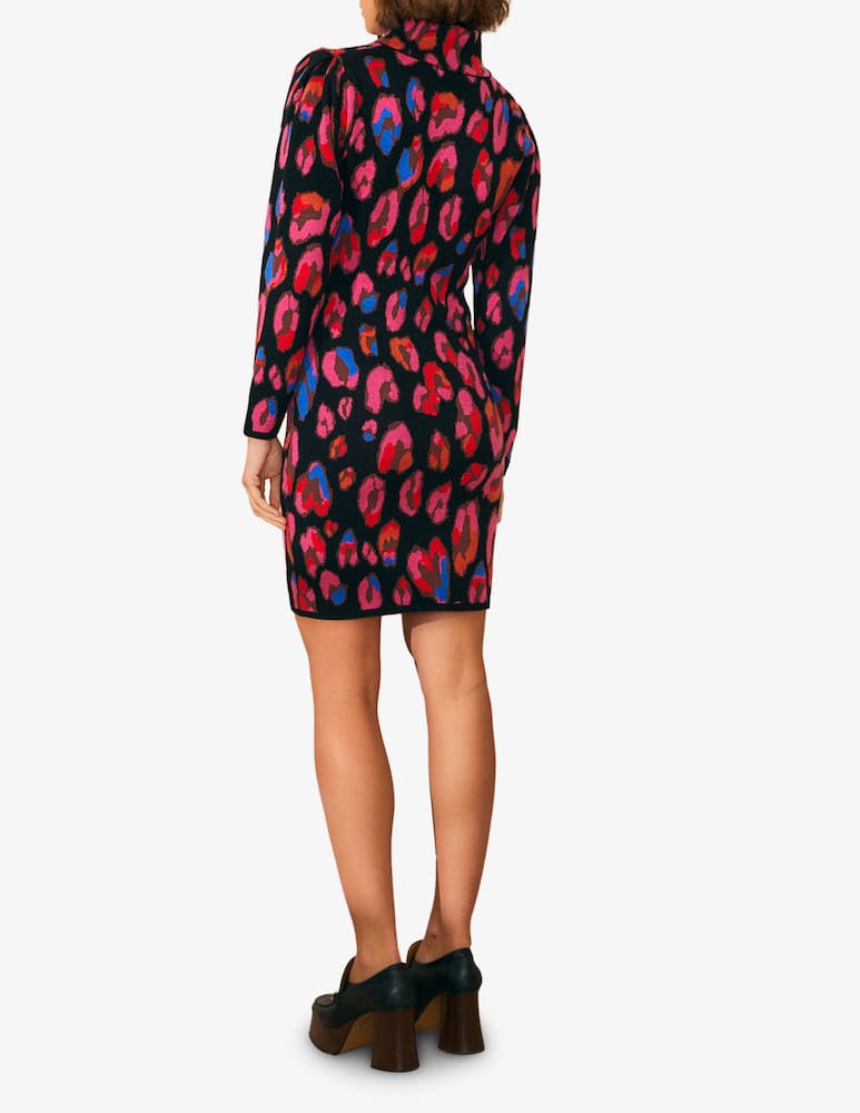 rinascente Farm Rio Iridescent leopards cut out knit mini dress