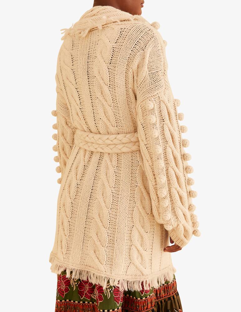rinascente Farm Rio Khaki braided knit cardigan