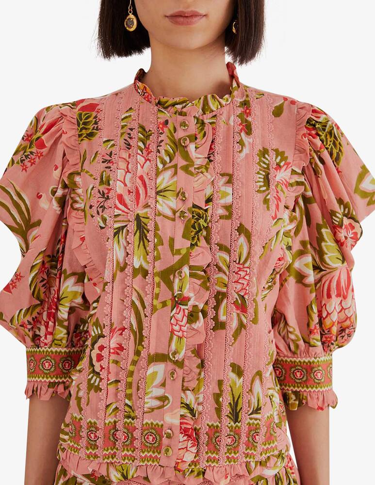 rinascente Farm Rio Camicetta a maniche corte rosa tenue floreale Aura