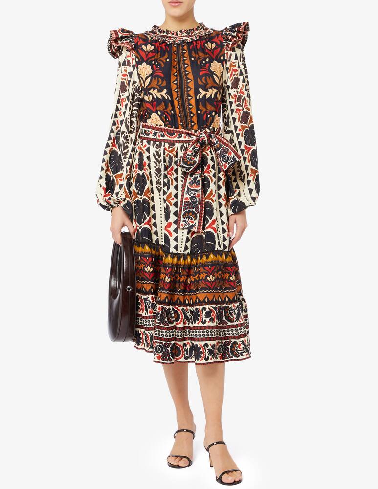 rinascente Farm Rio Tapestry garden high neck long sleeve dress