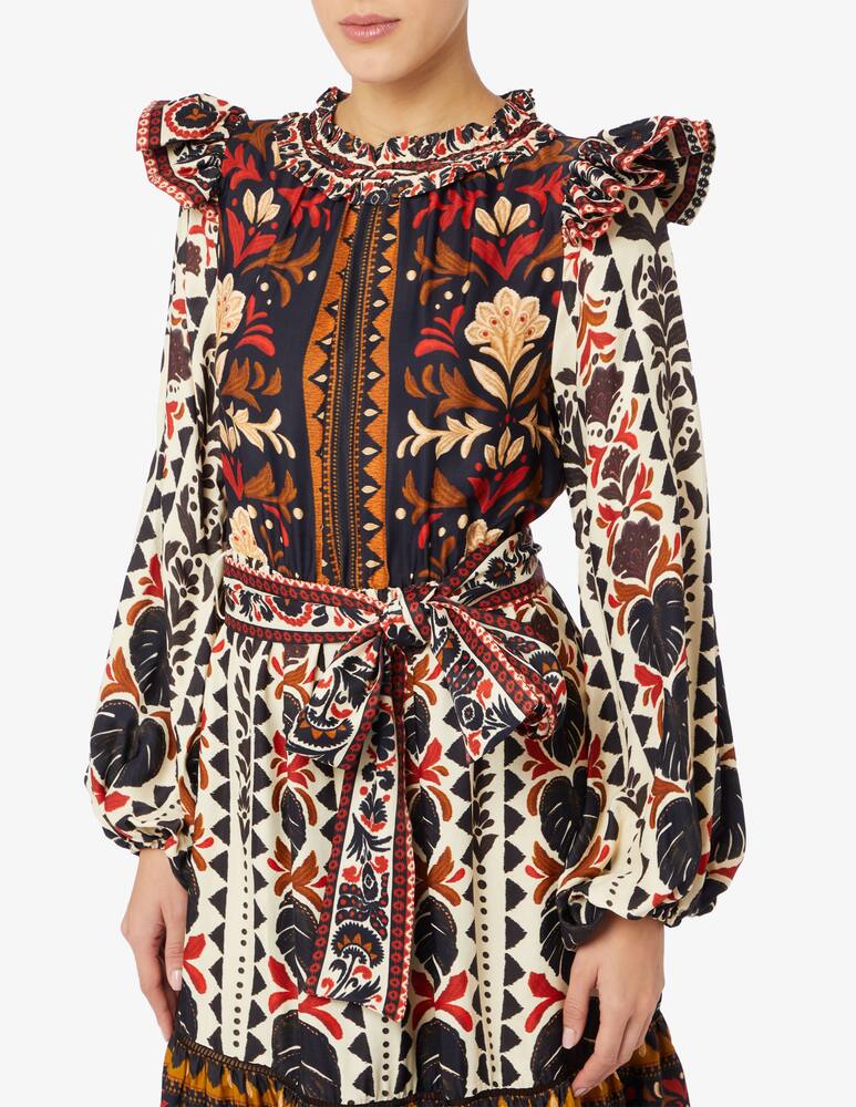 rinascente Farm Rio Tapestry garden high neck long sleeve dress