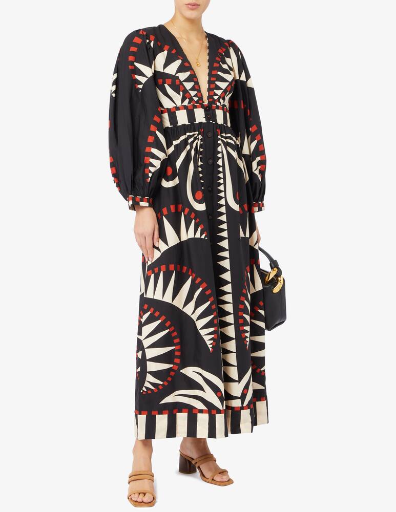 rinascente Farm Rio Coconut grove puffed sleeve maxi dress