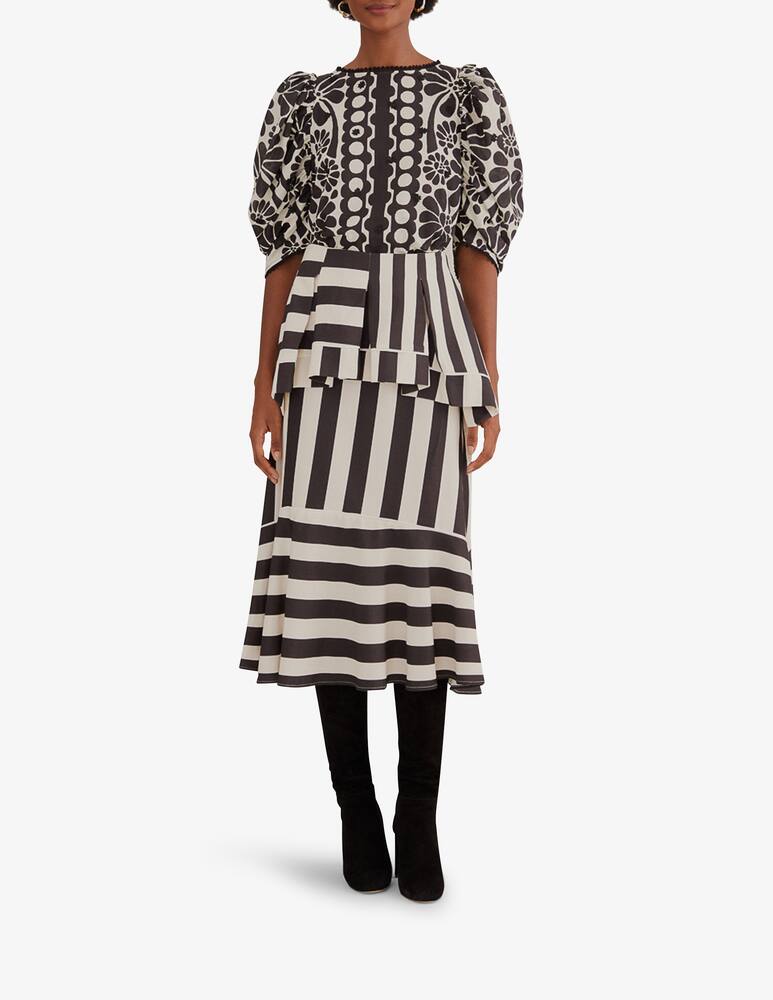 rinascente Farm Rio Mixed stripes midi skirt