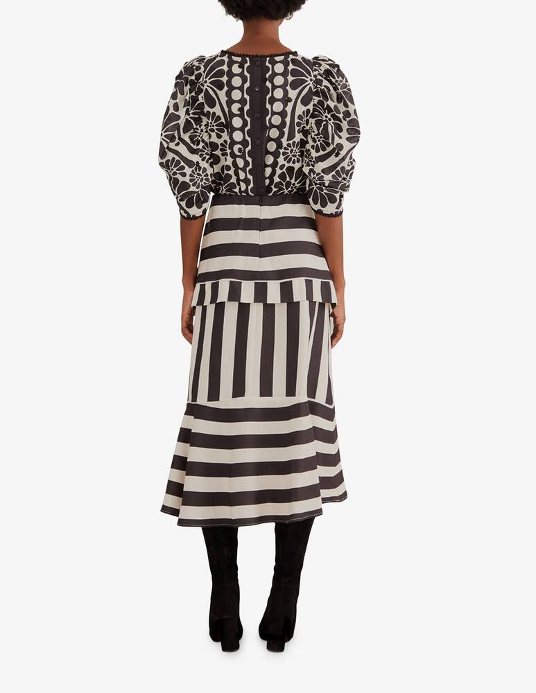 rinascente Farm Rio Mixed stripes midi skirt