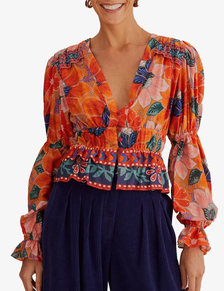 rinascente Farm Rio Marias cotton blend blouse