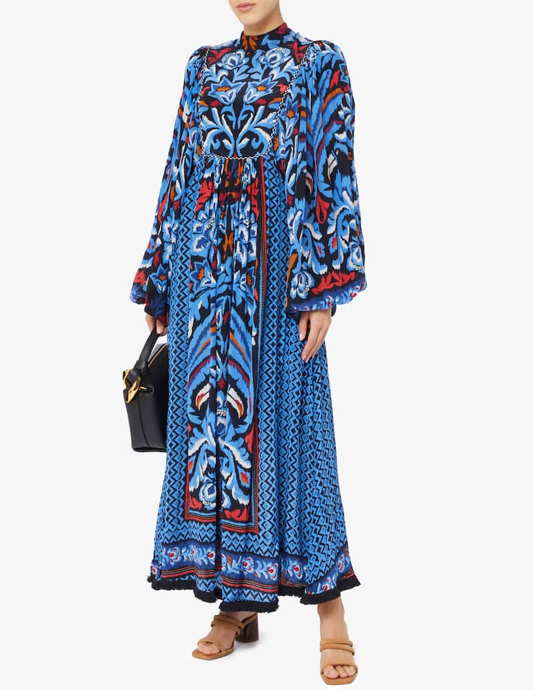 rinascente Farm Rio Maxi abito a maniche lunghe con sciarpa tucani