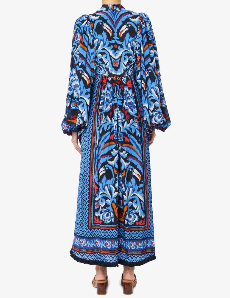 rinascente Farm Rio Maxi abito a maniche lunghe con sciarpa tucani